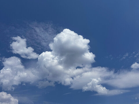White fluffy clouds in daylight blue sky