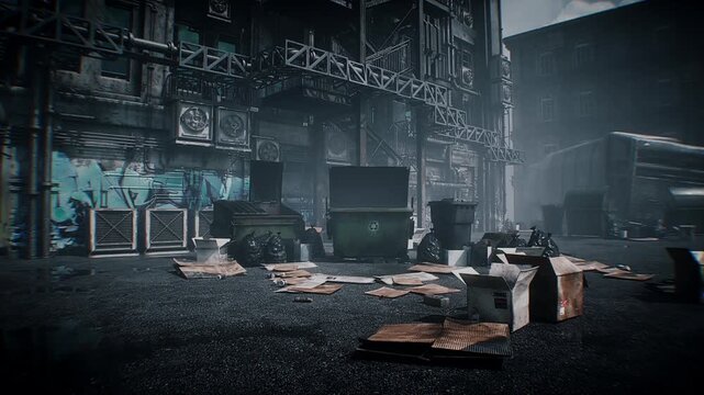 Garbage Dump and Waste Bins Filled with Trash, Environmental Pollution, Urban Waste Disposal and Recycling Concept.