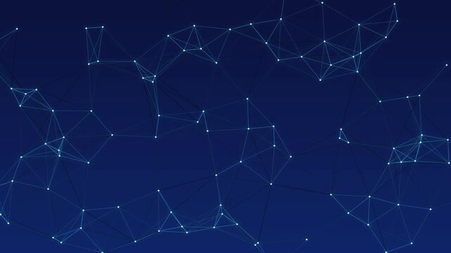 Plexus network of connected dots and lines, blue technology background loop