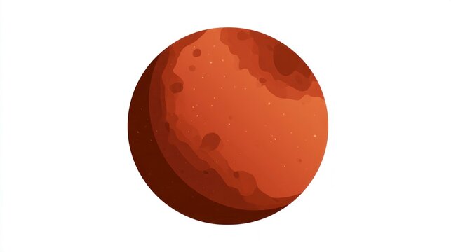 Stylized vector illustration of the planet Mars with craters, isolated on a white background.