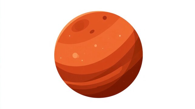 Cartoon illustration of the planet Mars isolated on a white background