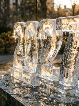 Frozen ice block numbers twenty twenty two for new year celebration