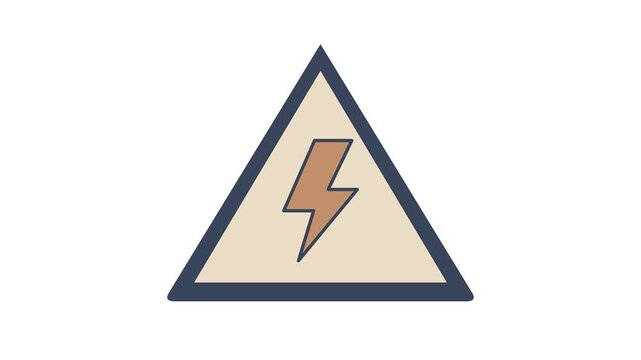 Warning symbol for electricity, hazard, and danger with lightning bolt