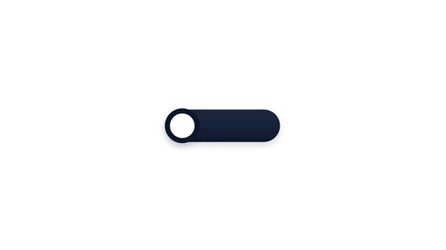 Simple toggle switch graphic element with a dark blue slider and white circle on a white background.