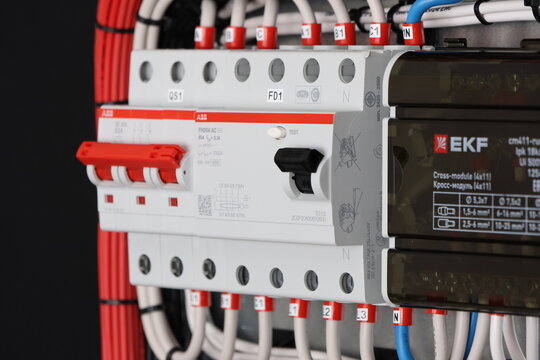 Electrical overload circuit breakers from ABB. Installed in the electrical control panel.