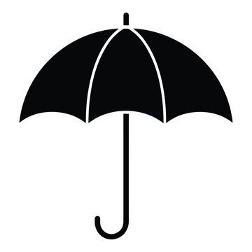 Umbrella silhouette protection icon in a minimalist flat vector graphic style for weather forecasting and insurance branding