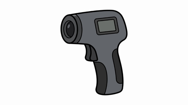 Infrared thermometer gun vector illustration. Non-contact digital temperature measurement device isolated on white.