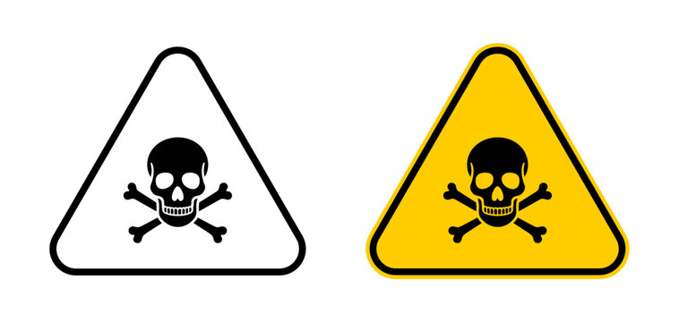 toxic-hazard-warning-sign-danger-symbol-skull-crossbone-icon-industrial-safety-solid-yellow-triangle-vector