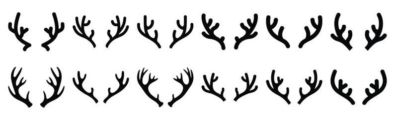 Collection of high quality reindeer antlers silhouette vector icon set. Christmas isolated abstract icons on white background Vector illustration. © KartikChandro