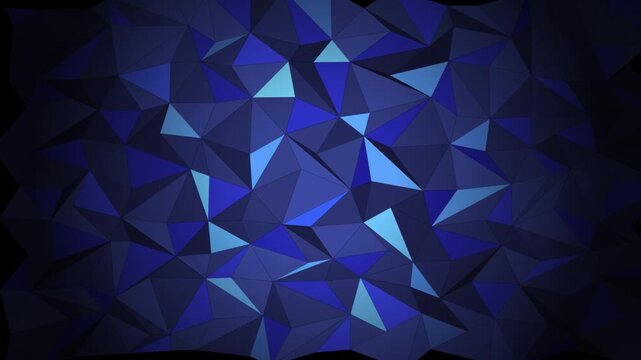 Abstract blue low poly motion background, geometric triangular pattern animation triangle
