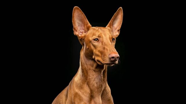 pharaoh hound dog close up isolated on black background video