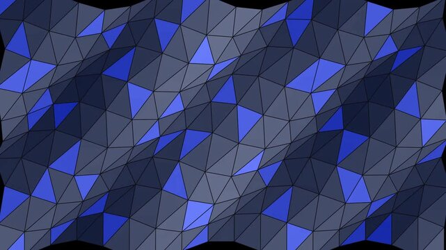 Abstract blue low poly wave background, geometric triangular mesh motion, digital technology pattern, 3D rendered minimalist motion