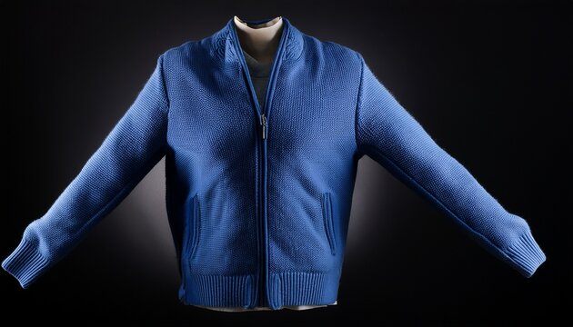dark blue fleece jacket on black background