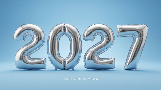 Shiny metallic 2027 year number design