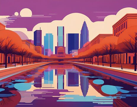 city layout poster m midland texas n muted violet water and terracotta