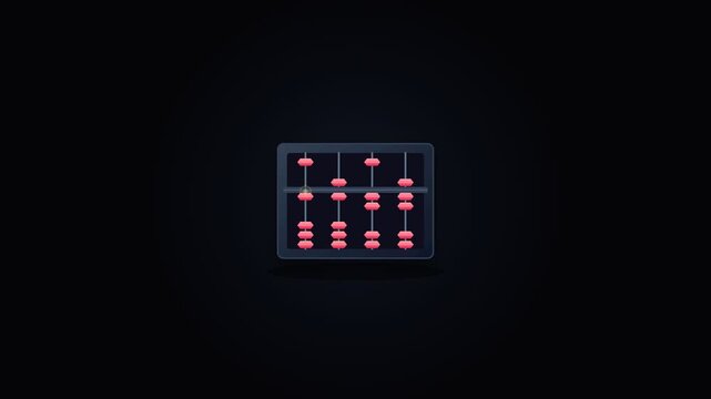 Minimalist 3D abacus calculator icon isolated on dark background