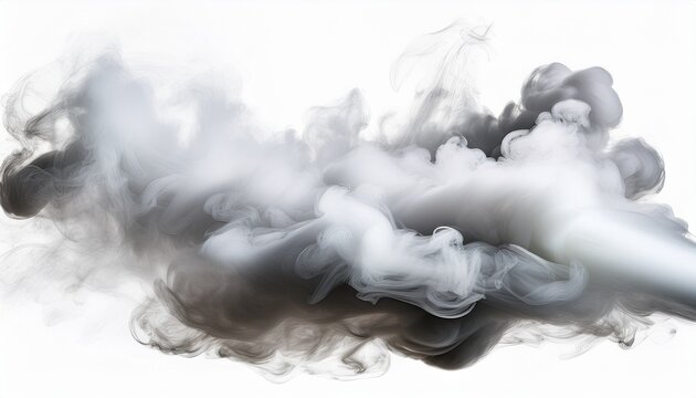 white gray stage smoke mist effect white background isolated background cutout fog machine cloud