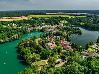 Łagów Lubuskie Polska lato Dron panoramicznie © Rakowsky Films