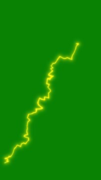 Electric yellow thunder lightning bolt strike transition effect overlay on green screen chroma key background