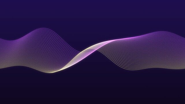 Abstract flowing wave lines, elegant purple digital background loop