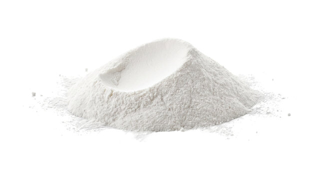 White wheat flour pile, organic wheat starch powder ingredient, baking powder mound for food recipe cooking isolated PNG with Transparent Background