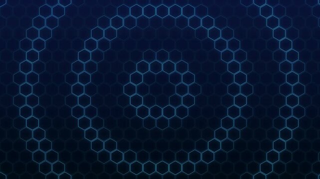 Hexagon grid technology background with blue energy pulse loop