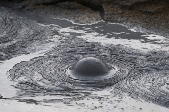 Mud bubble, mud pot, high temperature area N&aacute;maskar&eth; or Namskard, N&aacute;mafjall, M&yacute;vatn North Iceland, Iceland