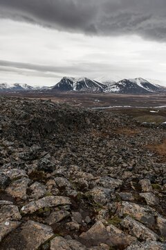 Old ruin, basalt fortress Borgarvirki, Iceland