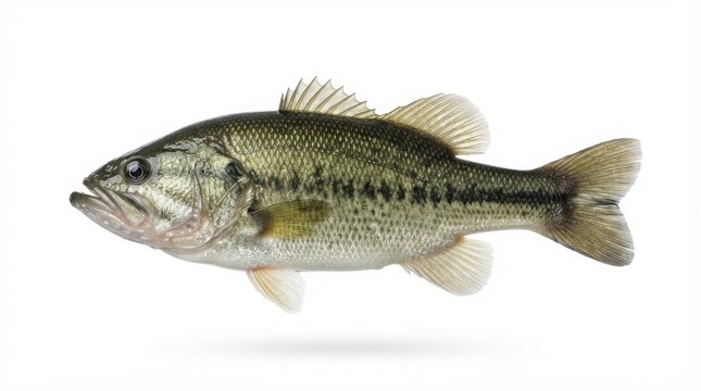 Largemouth bass fish swimming side view