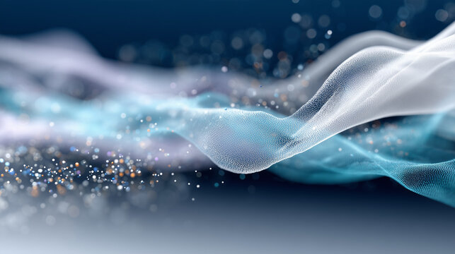 Big Data Analytics Background &mdash; Translucent Waves of Data Particles in Deep Navy

