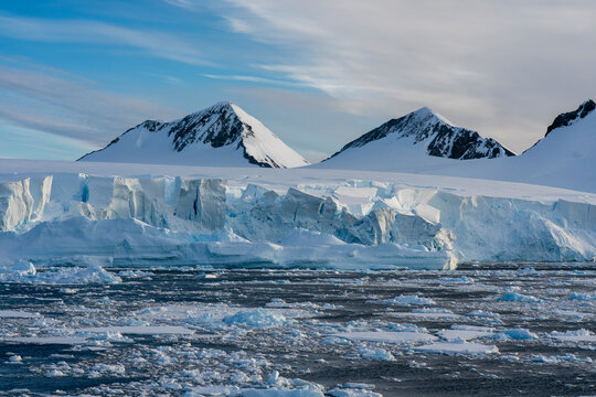 Ice pack and glacier in the background, Horseshoe Island, Marguerite Bay, Antarctica,