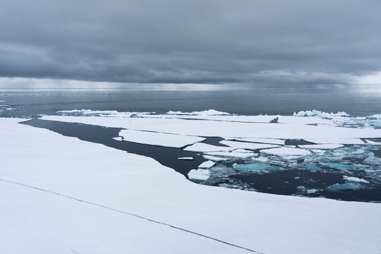 Arctic sea ice pack, north of Svalbard, Norway.