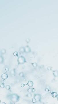 3D abstract glass molecular structures with bonded spheres. Cosmetic collagen serum, essence oil, vitamin, hyaluronic acid for skin care. Healthcare concept loop animation. Vertical Video.