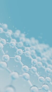 3D glass molecular membrane with a hexagonal structure. Cosmetic collagen protective layer for skin care. Healthcare concept loop animation. Vertical Video.