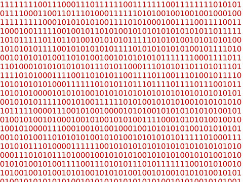 Red binary code pattern representing digital data and programming concept, transparent background