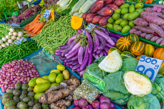 View of fressh fruit stall in Kandy, Kandy, Central Province, Sri Lanka