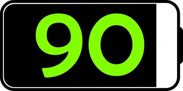 Battery icon showing ninety percent charge level in green