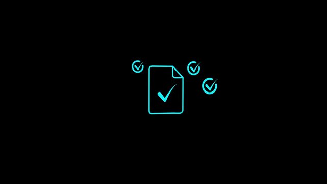Document approval animation with checkmark icons isolated on transparent background
