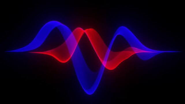Abstract red and blue police wave. Special light signal. Glowing red blue waveform. Police lights flashing in the dark. Emergency response, crime scene, law enforcement background. 4K loop.