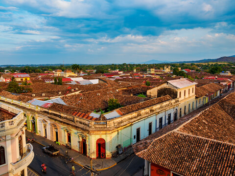 Old town at sunset, elevated view, Granada City, Granada Department, Nicaragua