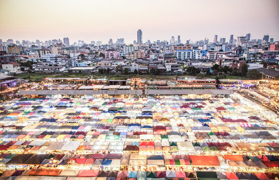 colorful Night Train Market Ratchada, Bangkok, Thailand