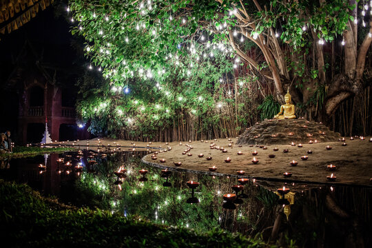 Makha bucha day celebrations in Wat Phan Tao temple, Chiang Mai,Thailand