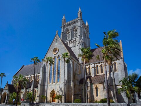 The Cathedral of the Most Holy Trinity in Hamilton, Bermuda, Completed in 1905, mainly in local limestone, it has been the island's Anglican Cathedral since 1919,