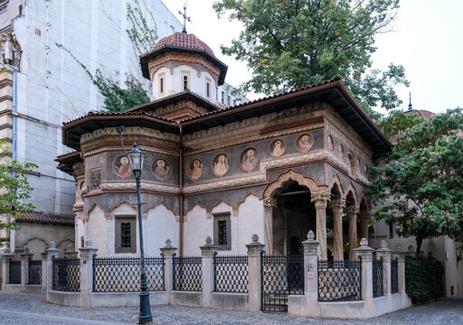 Architectural detail of Stavropoleos Monastery Church, Bucharest, Romania