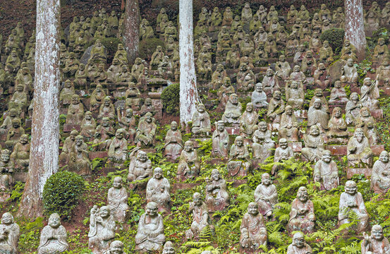 Stone statues of 500 arhats at Raizan Sennyoji Daihioin Temple, Itoshima, Fukuoka, Kyushu, Japan