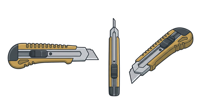 Compact snap-off utility knife. Compact snap-off blade utility box cutter knife vector illustration isolated on transparent background for office stationery hand tools and craft cutting