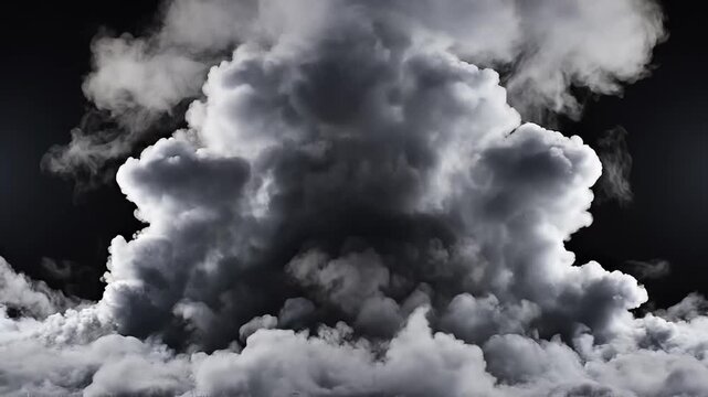 Dramatic dark sky with a dense layer of white clouds at the bottom