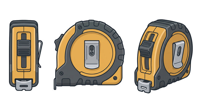 Retractable tape measure. Retractable construction tape measure tool vector illustration isolated on transparent background for carpentry measurement and builder equipment