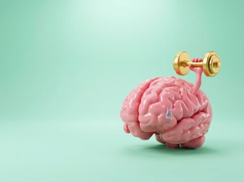 Mind training brain with dumbbell for mental fitness and resilience
