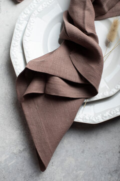 Chocolate Brown Linen Viscose Napkin Place Setting